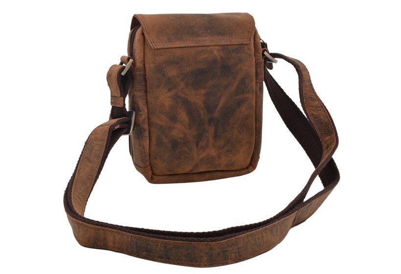 Pánske kožené crossbody tmavohnedý hunter embos medveď 250591