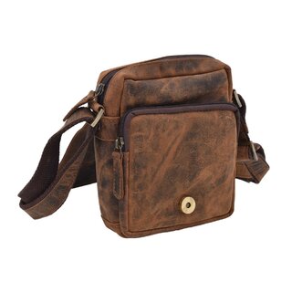 Pánske kožené crossbody tmavohnedý hunter embos medveď 250591