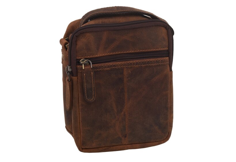 Pánske kožené crossbody tmavohnedý hunter V 250588