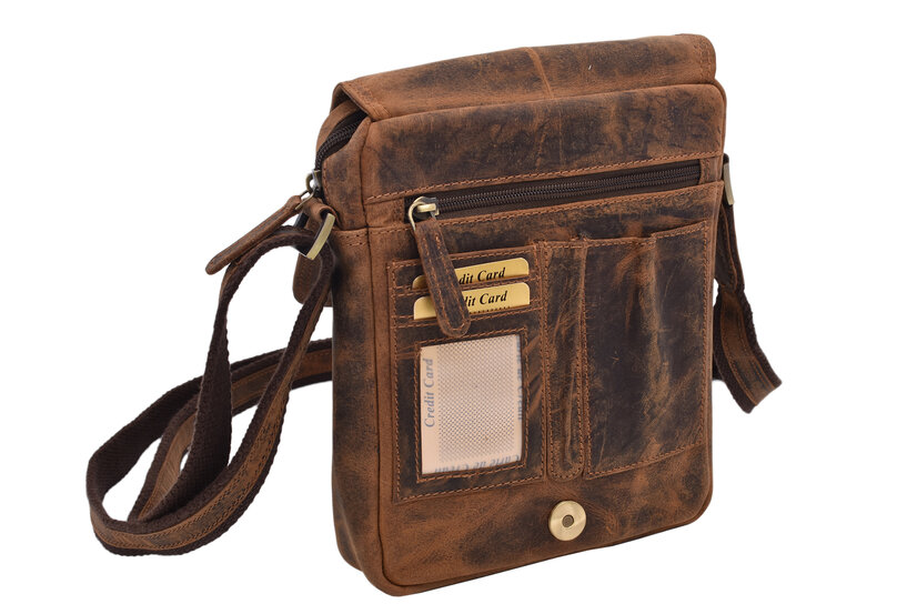 Pánske kožené crossbody tmavohnedý hunter V 250589