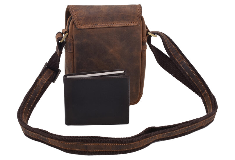 Pánske kožené crossbody tmavohnedý hunter V 250591