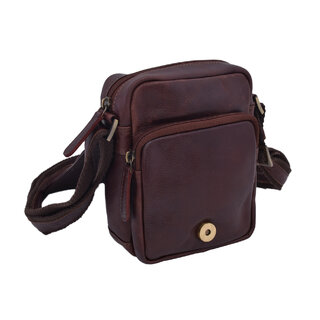 Pánske kožené crossbody tmavohnedý vintage 370591
