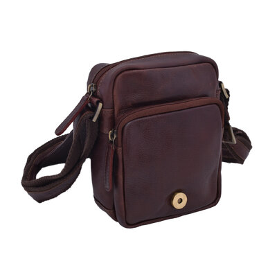 Pánske kožené crossbody tmavohnedý vintage 370591