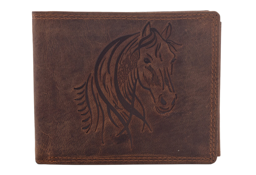 Pánsky darčekový set kôň hlava Mercucio 310 - pánska peňaženka 2911908-12 a prešitý pánsky opasok 747