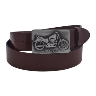 Pánsky kožený opasok 740-40-106 tmavohnedý hladký pracka Motorcycle
