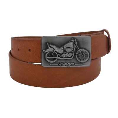 Pánsky kožený opasok 740-40-107 koňak hladký pracka Motorcycle