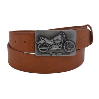 Pánsky kožený opasok 740-40-107 koňak hladký pracka Motorcycle
