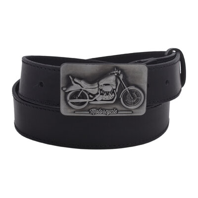 Pánsky kožený opasok 740-40-108 čierny šitý pracka Motorcycle