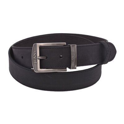 Pánsky kožený opasok 747-40-32 čierny šitý pracka Jeans II