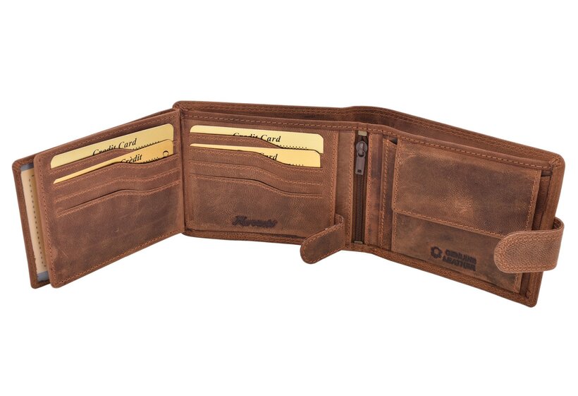 Poľovnícky darčekový set sv. Hubert 315 - pánska peňaženka 2911906 vzor 37 sv. Hubert a pánsky kožený opasok svetlý hladký 747