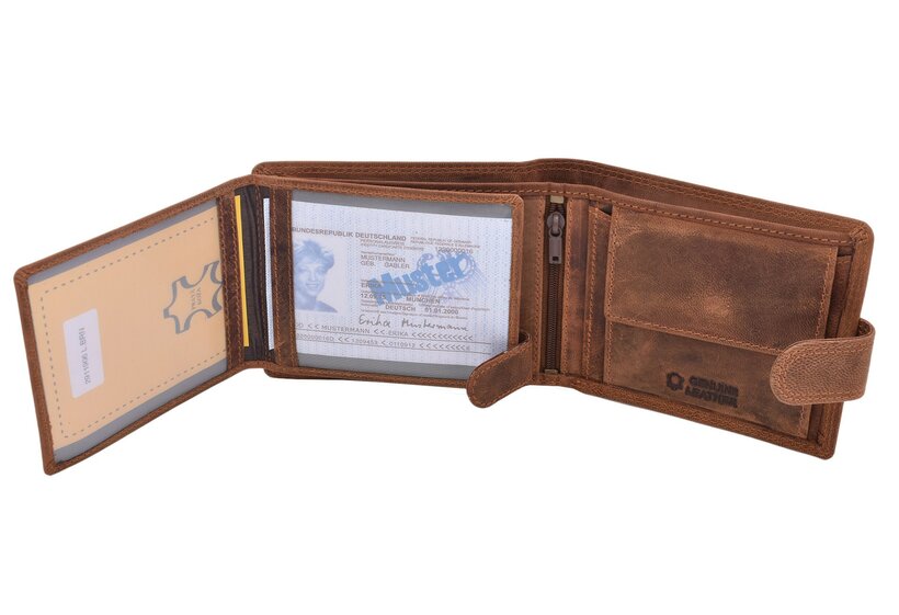 Rybársky darčekový set šťuka s udicou 320 - pánska peňaženka 2911906-29 a pánsky kožený opasok tmavý šitý 747